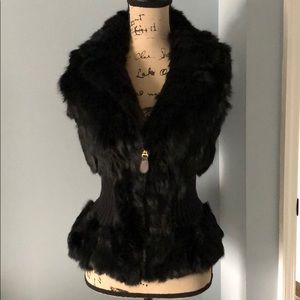 Black rabbit fur vest
